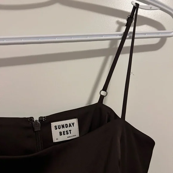 Sunday Best Chocolate Brown Satin Cami Dress - Picture 5 of 8